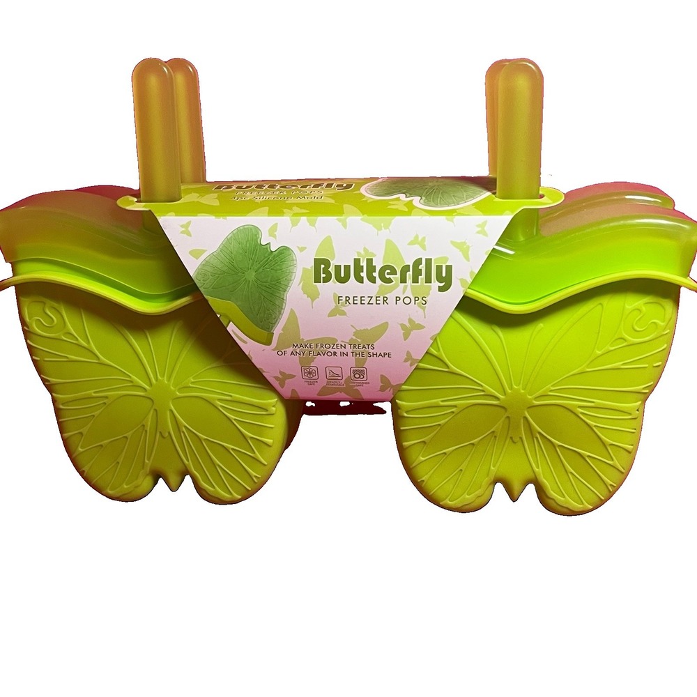 CWC Cook With Color Freezer Pops Ice Molds Four Count Lime Green Butterfly New